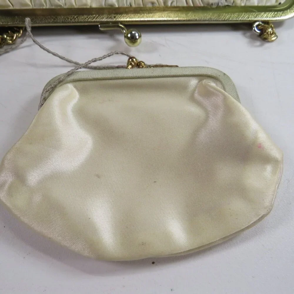 Vintage Julius Resnick Black Satin Evening Clutch | Mid Century MCM Purse Set
